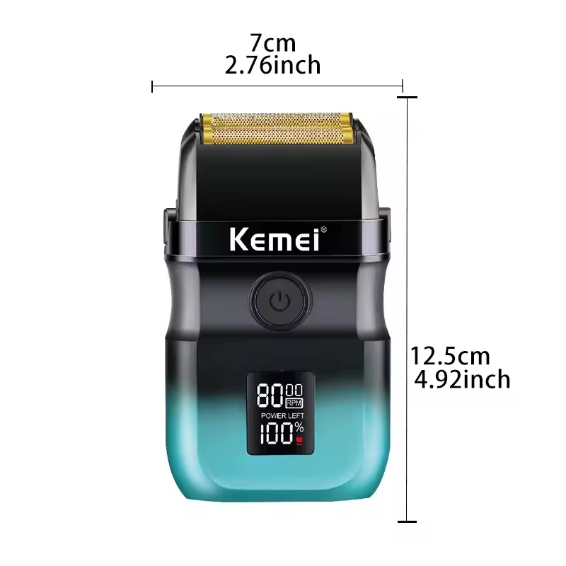 ماكينة حلاقة KEMEI Km-t420 ببطارية ليثيوم 1400 مللي أمبير قوية، شفرات مزدوجة من الفولاذ المقاوم للصدأ، محرك عائم 8000 دورة في الدقيقة، شفرة حلاقة للرجال معتمدة من CE وROHS - الصورة 5