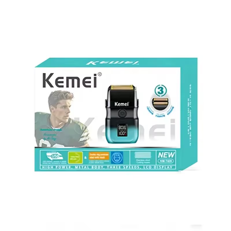 ماكينة حلاقة KEMEI Km-t420 ببطارية ليثيوم 1400 مللي أمبير قوية، شفرات مزدوجة من الفولاذ المقاوم للصدأ، محرك عائم 8000 دورة في الدقيقة، شفرة حلاقة للرجال معتمدة من CE وROHS - الصورة 4