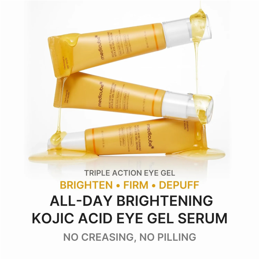 سيروم جل لمنطقة العين بالكوجيك أسيد والكركم لإشراقة وتوحيد اللون Medicube Kojic Acid Turmeric Vita Eye Gel Serum 30ml - الصورة 2